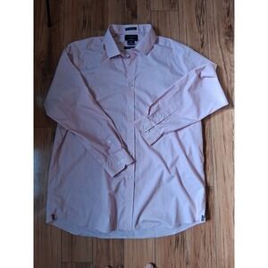 Black Brown 1826 Mens Pink Pinstripe Egyptian Cotton Non-Iron Dress Shirt 18.5